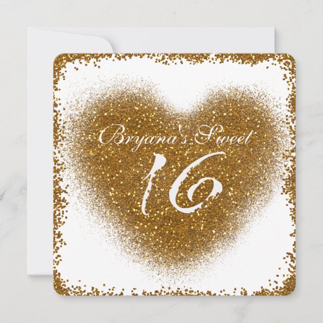 Invitaciones Dulces 16 Corazón Glam Spill Brillo D (Anverso)