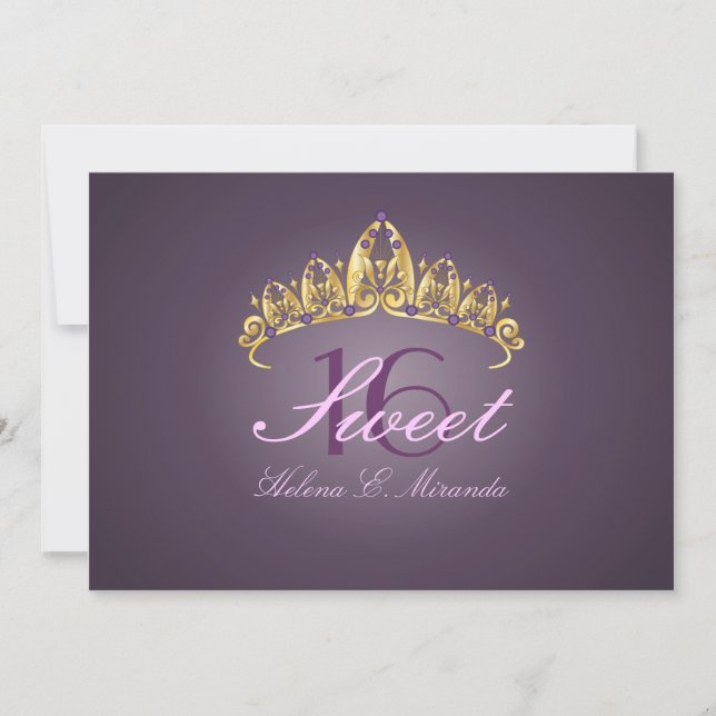 Invitaciones dulces 16/ tiara/amatista (Anverso)
