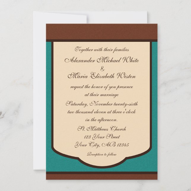 Invitaciones dulces de la boda de la moca y del (Anverso)