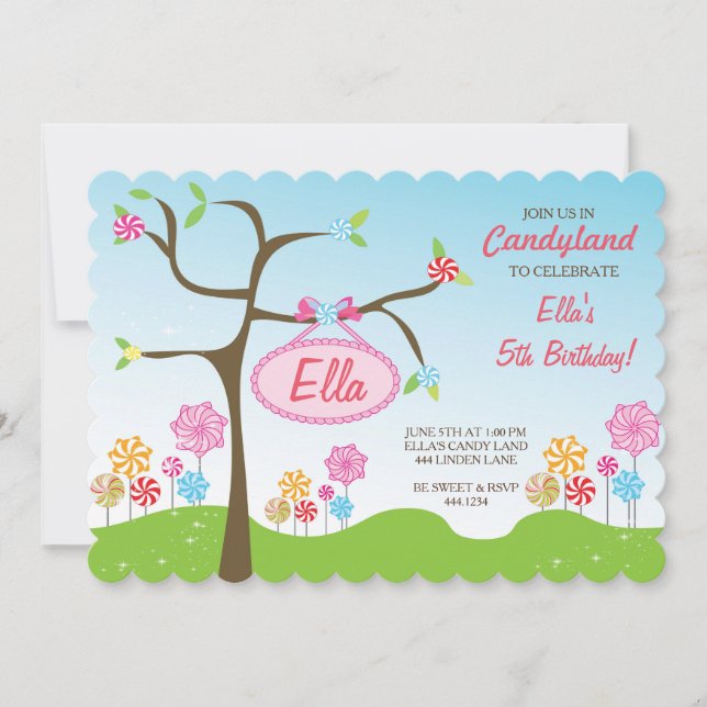Invitaciones dulces de la fiesta de cumpleaños de (Anverso)