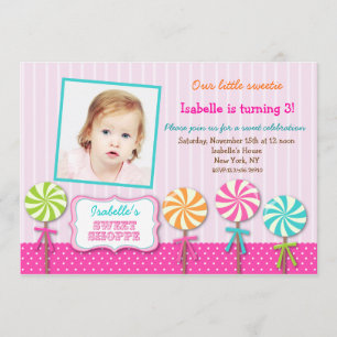 Invitaciones dulces del cumpleaños de la foto del