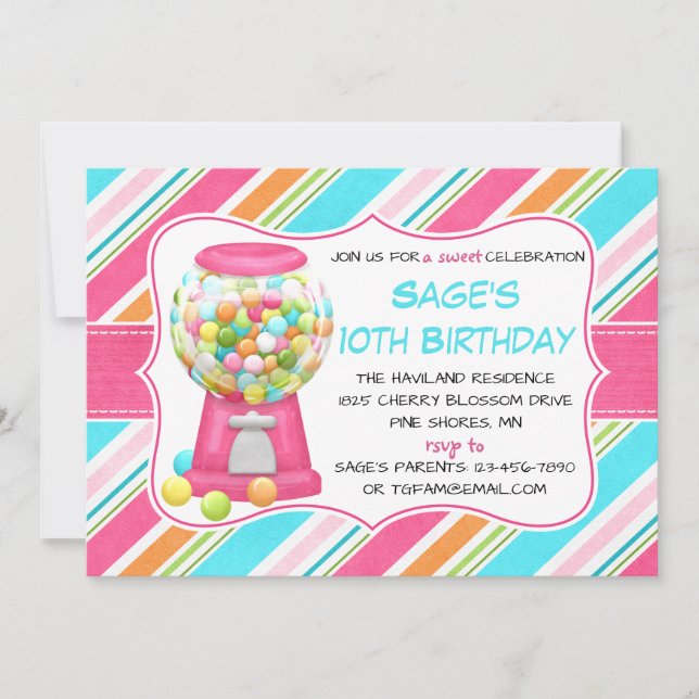 Invitaciones dulces del cumpleaños de la tienda (Anverso)