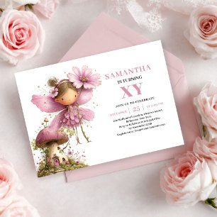 Invitaciones Dusty Pink para el 4to cumpleaños de 