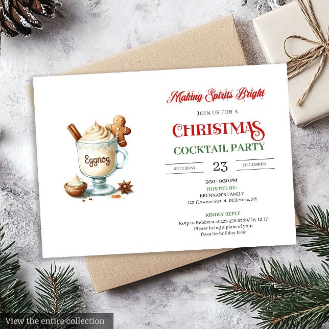 Invitaciones editables para fiesta de cócteles de  (Modern Christmas Cocktails Party Editable Celebration

)