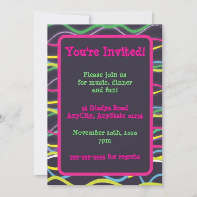 Invitaciones eléctricas de color (Anverso)