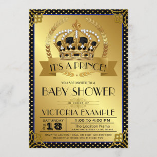 Invitaciones elegantes a la fiesta de bebé príncip