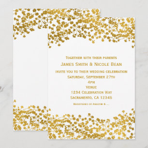 Invitaciones elegantes blancas con tono dorado y a