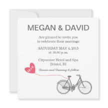 Invitaciones elegantes blancas de la boda - bici y