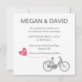 Invitaciones elegantes blancas de la boda - bici y