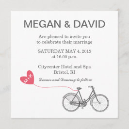 Invitaciones elegantes blancas de la boda - bici y