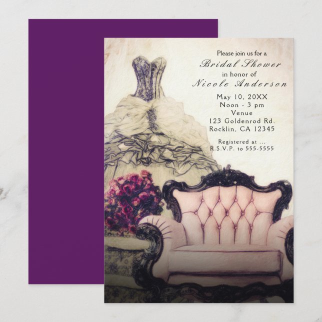 Invitaciones Elegantes Chic Vintage para Despedida (Anverso / Reverso)