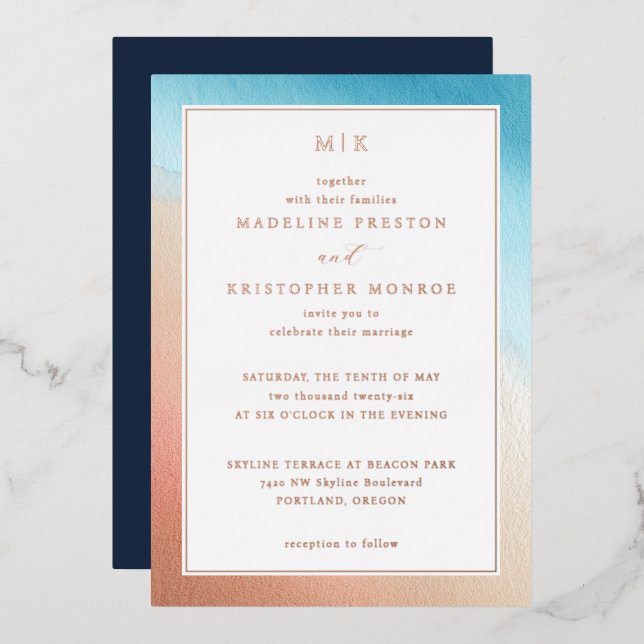 Invitaciones Elegantes con Gradación de Ombre (Anverso/Reverso)