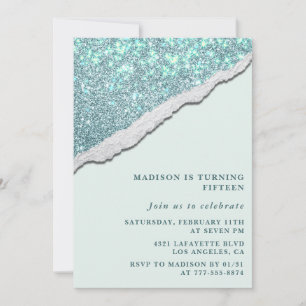 Invitaciones elegantes de 15 cumpleaños Glam Glitt