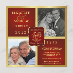 Invitaciones Elegantes de 2 Fotos de Aniversario d