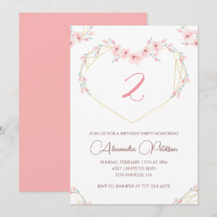 Invitaciones elegantes de 2do cumpleaños Floral ro
