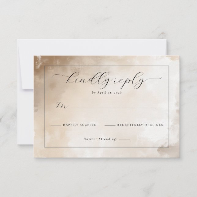 Invitaciones elegantes de acuarela beige (Anverso)