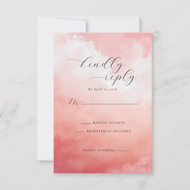 Invitaciones Elegantes de Acuarela Rosa (Anverso)