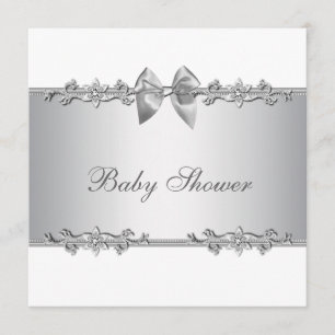 Invitaciones elegantes de baby shower blancas