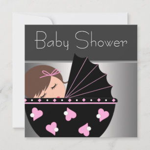 Invitaciones elegantes de baby shower rosadas y ne