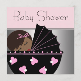Invitaciones elegantes de baby shower rosadas y ne