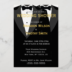 Invitaciones elegantes de boda gay con papel de or