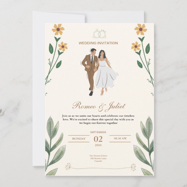 Invitaciones elegantes de boda personalizadas (Anverso)