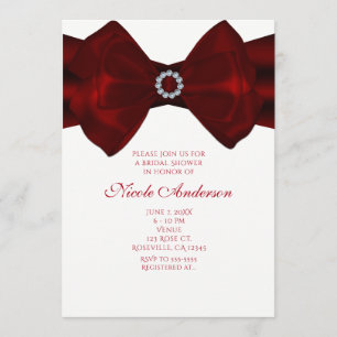 Invitaciones elegantes de cinta roja y diamantes