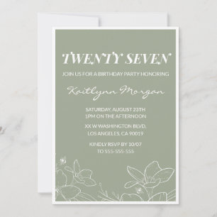 Invitaciones elegantes de cumpleaños 27 Floral Ver