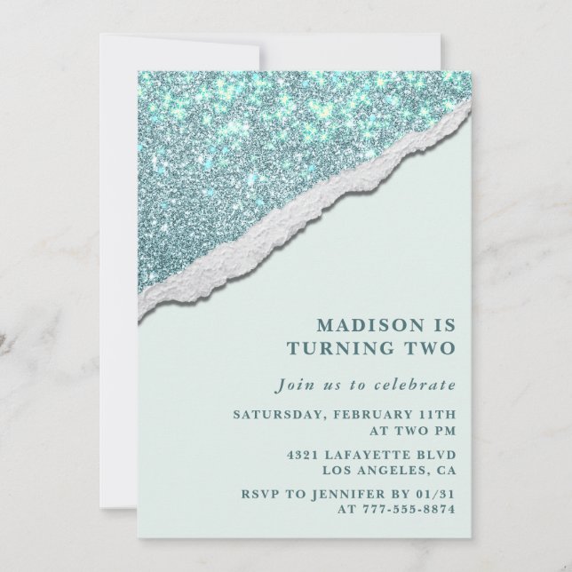 Invitaciones elegantes de cumpleaños 2 Glam Glitte (Anverso)