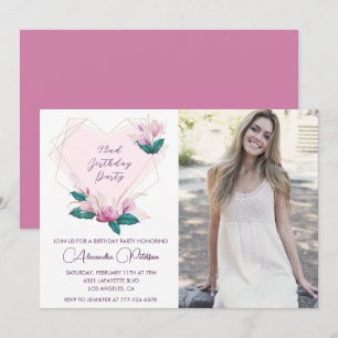 Invitaciones elegantes de cumpleaños 32 Floral Fot
