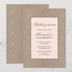 Invitaciones elegantes de cumpleaños 61 para cena