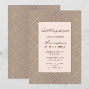 Invitaciones elegantes de cumpleaños 66 doradas Ce