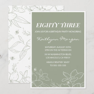 Invitaciones elegantes de cumpleaños 83 Floral Ver