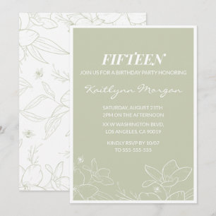 Invitaciones elegantes de cumpleaños número 15 Flo