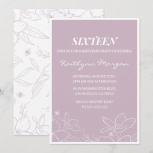 Invitaciones elegantes de cumpleaños número 15 Flo
