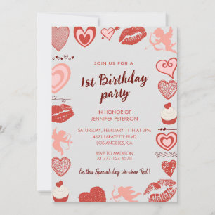 Invitaciones elegantes de cumpleaños número 1 Grey