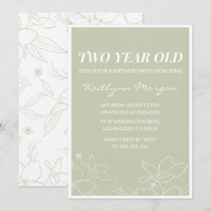 Invitaciones elegantes de cumpleaños número 2 Flor