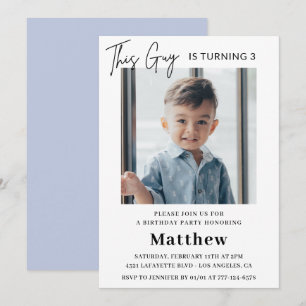 Invitaciones elegantes de cumpleaños número 3 Niño