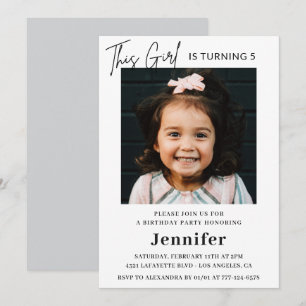 Invitaciones elegantes de cumpleaños número 5 con 