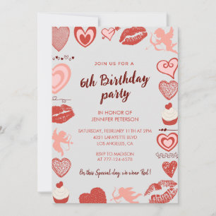 Invitaciones elegantes de cumpleaños número 6 Cora