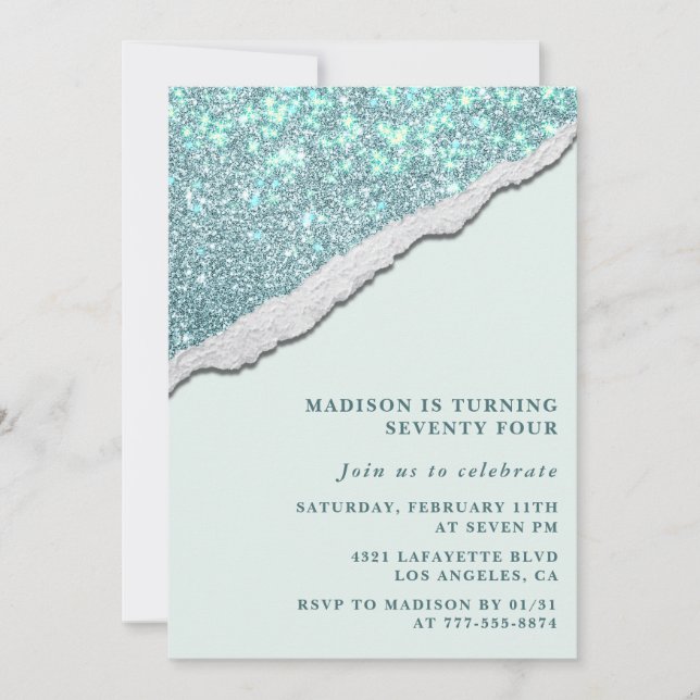 Invitaciones elegantes de cumpleaños número 74 con (Anverso)