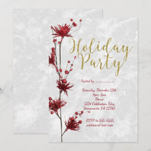 Invitaciones Elegantes de Fiesta Navideña con Flor