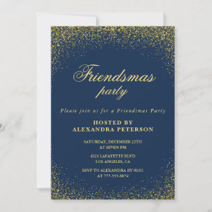 Invitaciones elegantes de Friendsmas dorado glamou