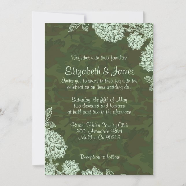 Invitaciones elegantes de la boda de Camo (Anverso)