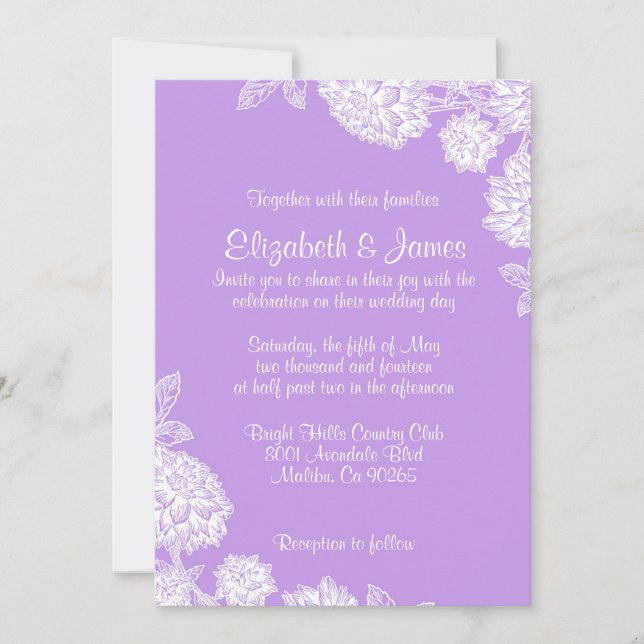 Invitaciones elegantes de la boda de la lavanda (Anverso)