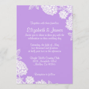 Invitaciones elegantes de la boda de la lavanda
