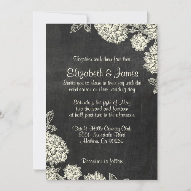 Invitaciones elegantes de la boda de la pizarra (Anverso)
