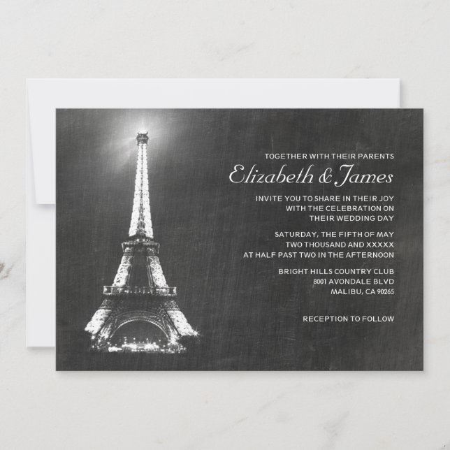 Invitaciones elegantes de la boda de París (Anverso)
