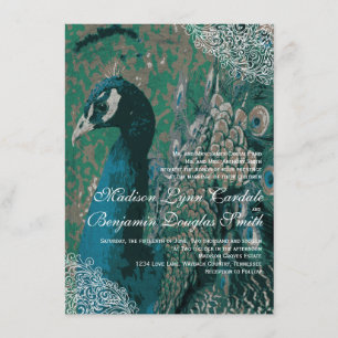 Invitaciones elegantes de la boda del cordón del