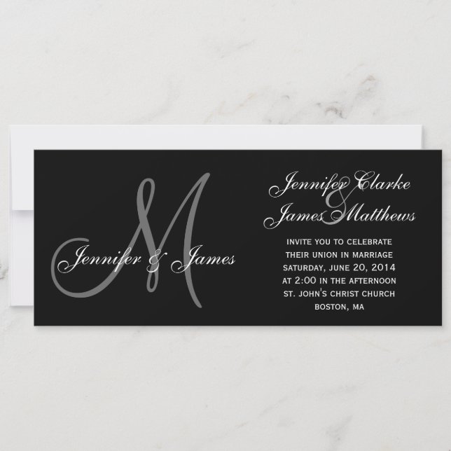 Invitaciones elegantes de la boda del monograma (Anverso)